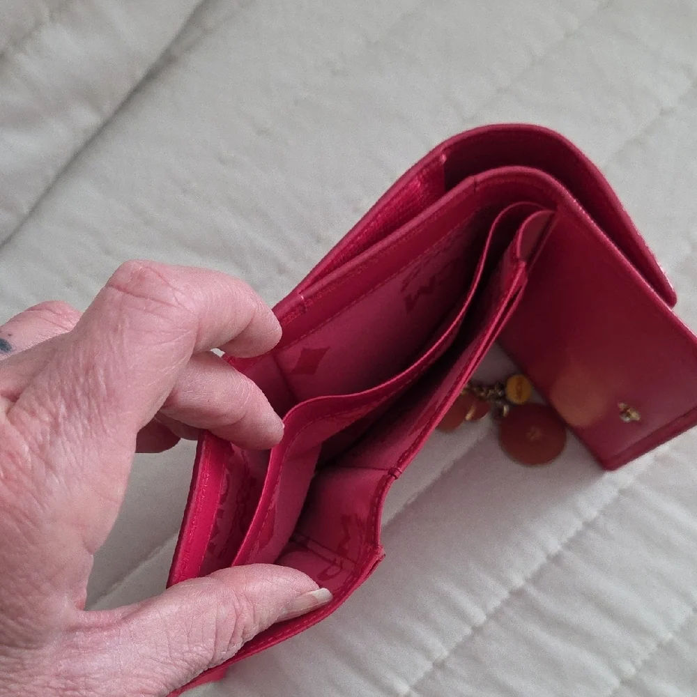 MCM Pink Tri-fold Wallet with Gold Charms Details - Picture 9 of 9